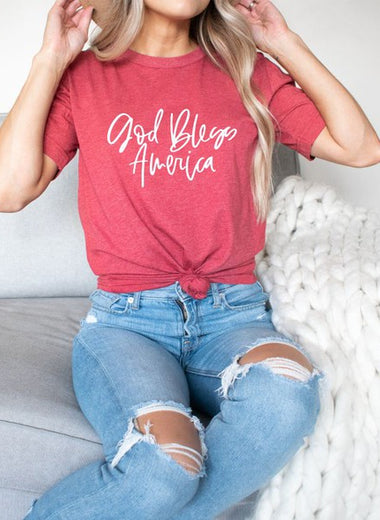 God Bless America Crew Neck Softstyle Tee