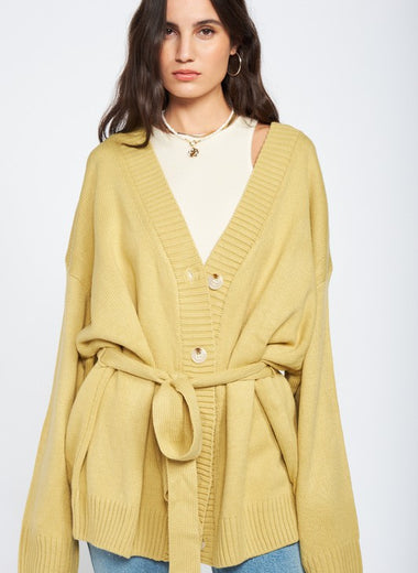 OVERSIZED CARDIGAN WITH WAIST TIE