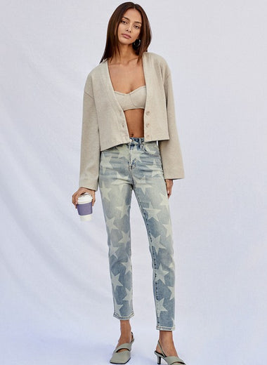 HIGH RISE STAR PRINTED GIRLFRIEND JEANS