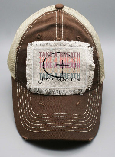 Take a Breath Circle Cross Graphic Patch Hat
