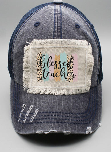Blessed Teacher Leopard BS Patch Hat