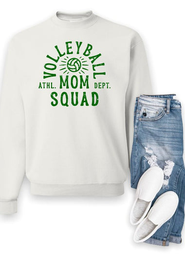 Green Print Mom Squad Volleyball Ath Department
