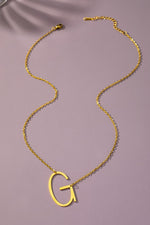 Large stainless steel initial pendant necklace