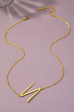 Large stainless steel initial pendant necklace