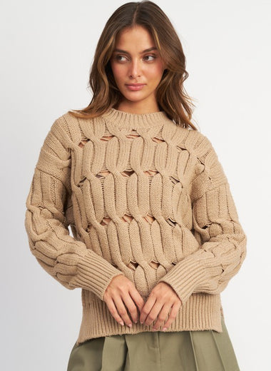 OPEN KNIT SWEATER WITH SLITS