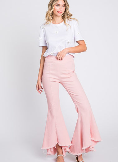 Stretch Denim Pintuck Pleated Jeans