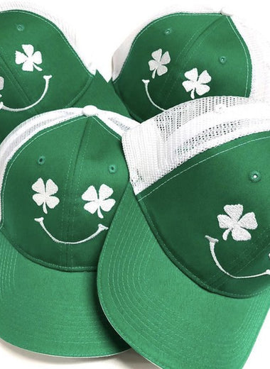 Smiley Shamrock Embroidered Trucker hat