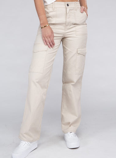 Evelyn  Elastic-Waist Cargo Pants