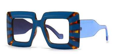 Blue Clear Striped oversized glasses