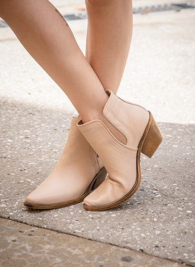 Western Style Cut Out Leather Booties