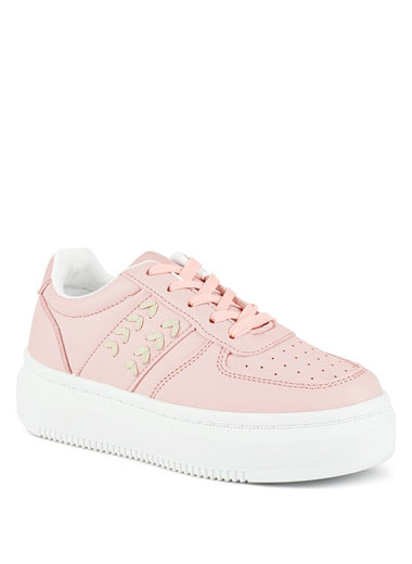 Monigue Faux Leather Cross Stitch Detail Sneakers