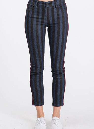 DARK TRIPED CROPPED SKINNY JEAN