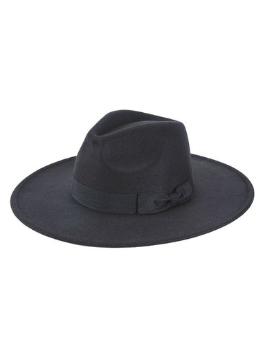 Bow Point Medium Wide Brim Floppy Fedora Hat