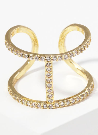 CZ Gold-Dipped Double Stack Adjustable Ring