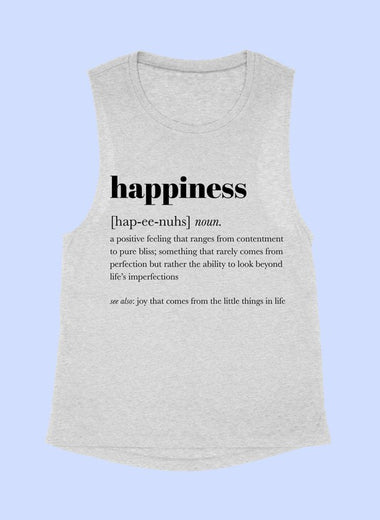 HAPPINESS DEFINITION GRAPHIC MUSCLE TANK