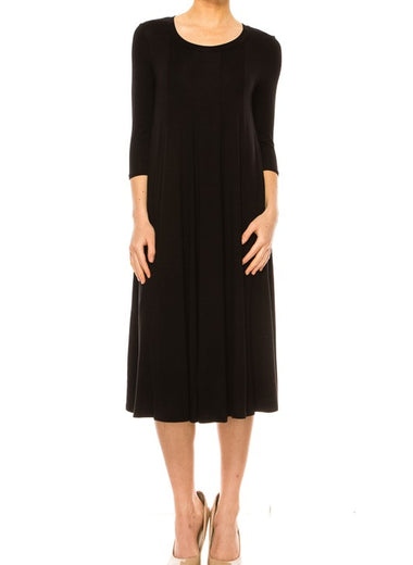 Solid jersey knit a-line dress