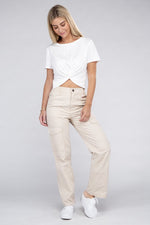 Evelyn  Elastic-Waist Cargo Pants