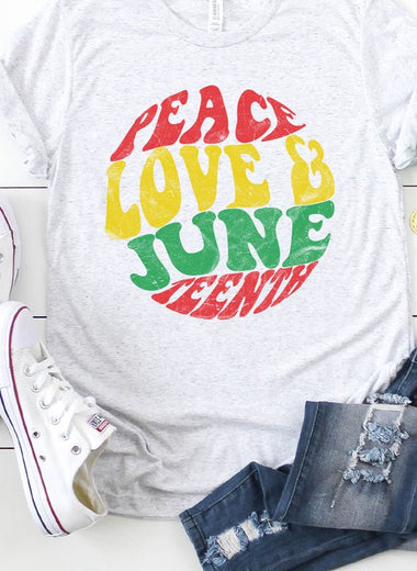 Retro Peace Love and Juneteenth Graphic Tee