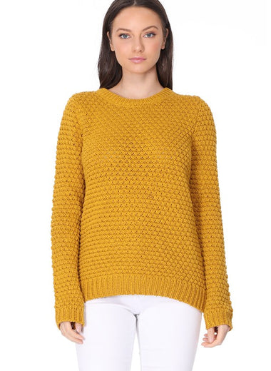 Pop Corn Stitch Long Sleeve Casual Sweater Top