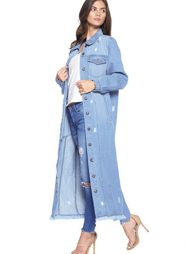 DENIM LONG JACKETS DISTRESSED WASHED