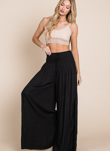 Ruched waist wide resort pants