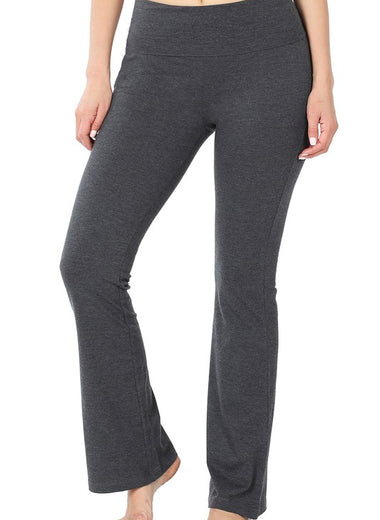 PREMIUM COTTON FOLD OVER YOGA FLARE PANTS