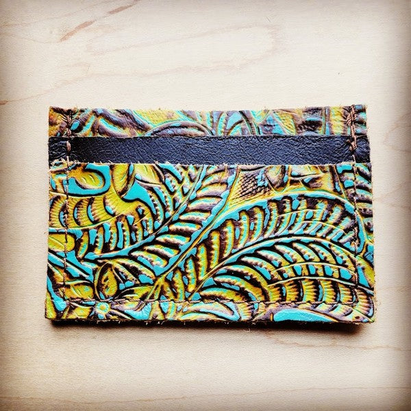 Leather Credit Card Holder-Dallas Turquoise