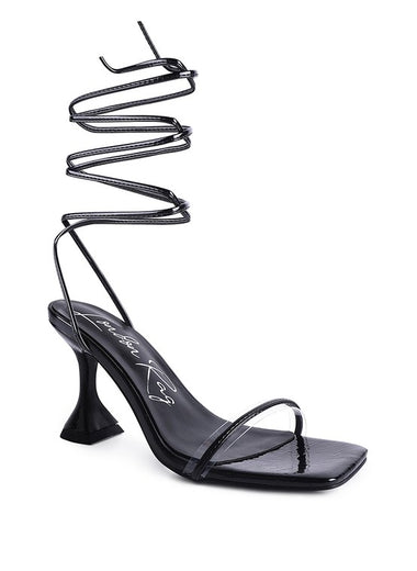 BITEN BERRY SPOOL HEELED LACE UP SANDAL