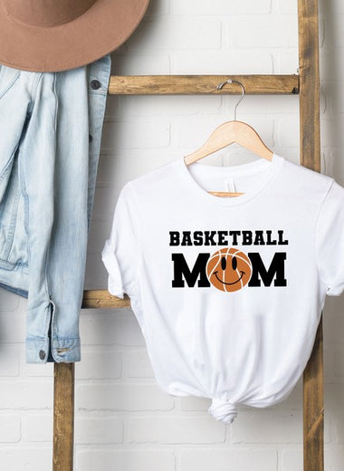 Basketball Mom Smiley Face Short Sleeve Tee