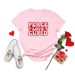 Peace Love Cupid Balloon Letters Short Sleeve Tee