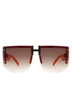 Square Oversize Flat Top Half Frame Sunglasses