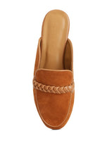 Lavinia Suede Leather Braided Detail Mules