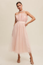 Paper Bag Frill Tulle Maxi Dress