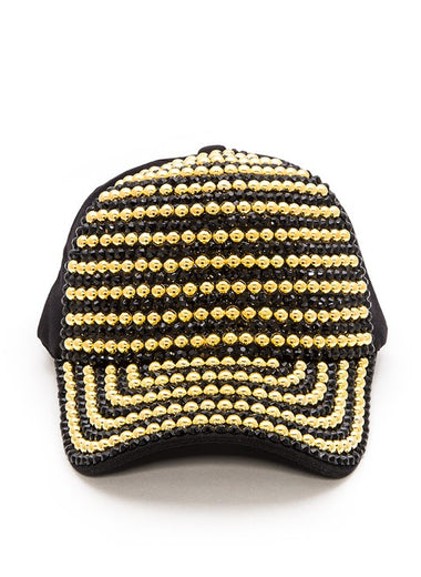 Rhinestone And Studded Fashion Cap