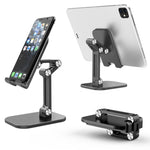 Foldable desk top mobile phone and I-Pad holder