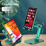 Foldable desk top mobile phone and I-Pad holder
