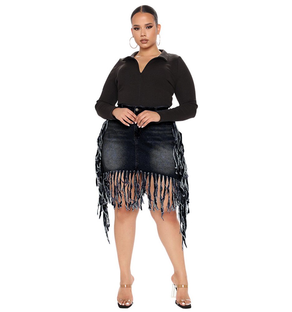 Wmstar Plus Size Skirts Jeans Women Bodycon Super Stretch Knee Length Denim Mini Skirt Fashion Streetwear Wholesale Dropshipping