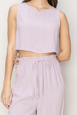 Lavender D-Linen Blended Top and Pants Set