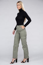 Evelyn  Elastic-Waist Cargo Pants