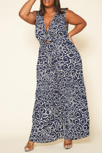 McKenzie- Plus Size Abstract Print Wide Flare Jumpsuit