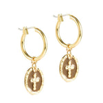 Gold Cross Dangle Earrings  for Women