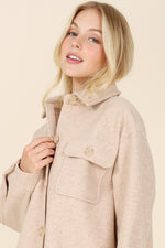 Evelyn  Light beige shacket with pockets