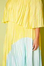 Plus Size Two Tone Pleated Asymmetrical Maxi Dress