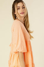 Alana-Gingham checked tiered dress